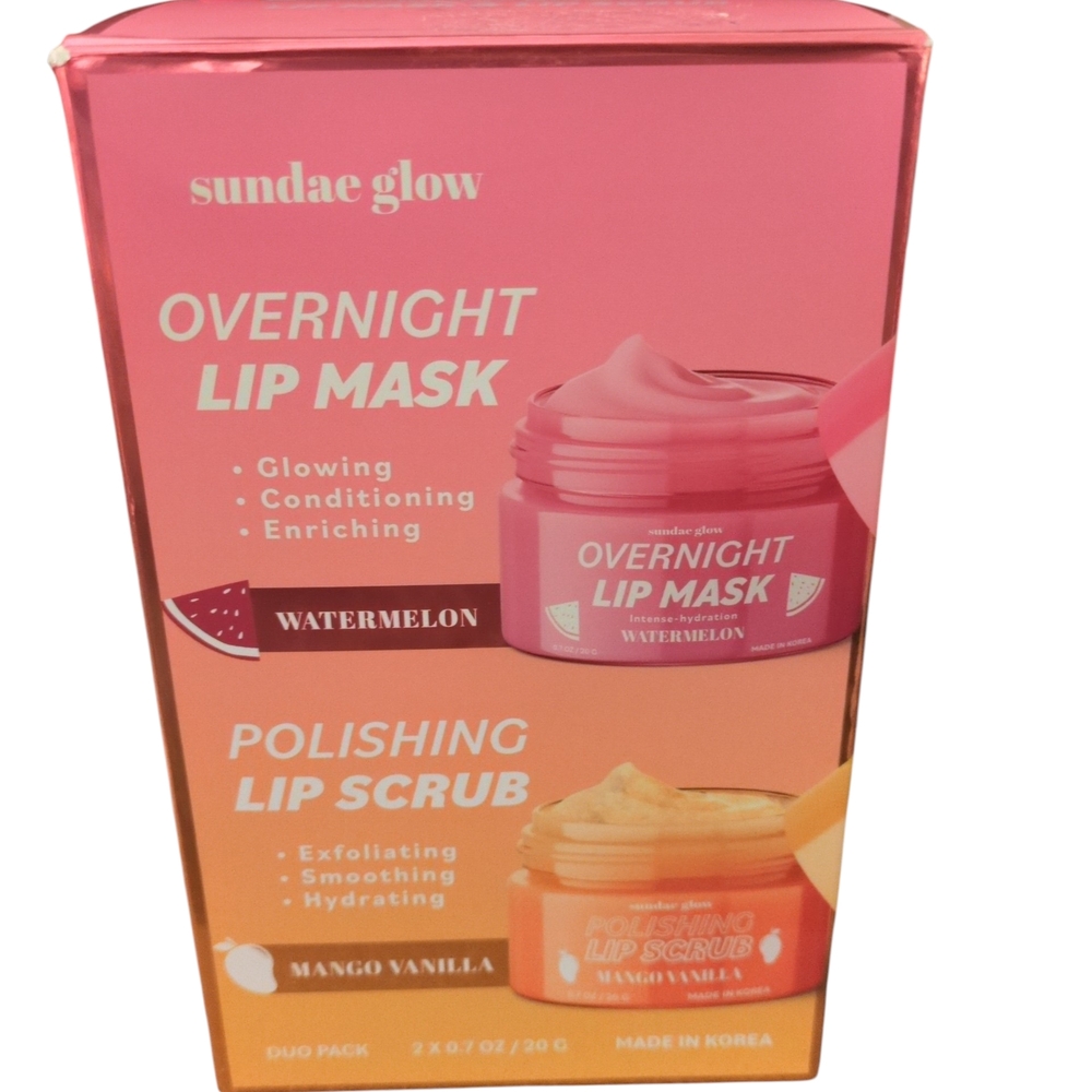 Overnight Lip Mask & Polishing Lip Scrub Duo - Pink & Orange